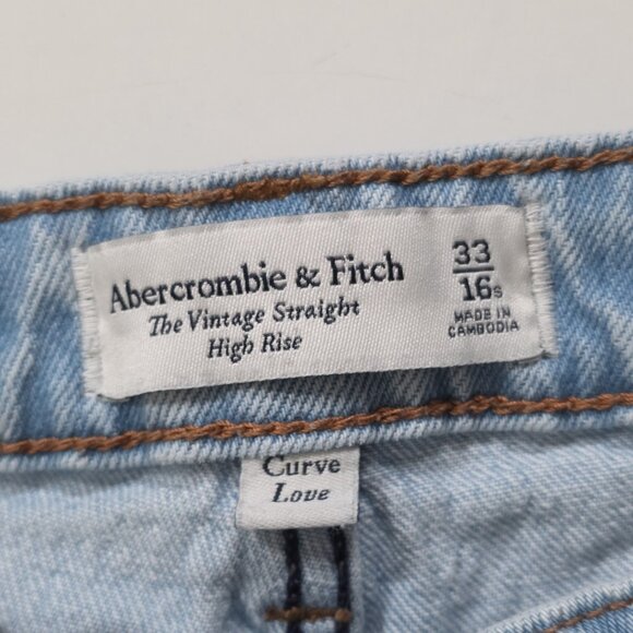 Abercrombie & Fitch Curve Love Jean Women 33 / 16R Light Blue High Rise Cropped - Picture 3 of 16